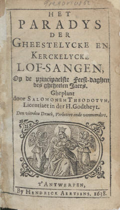Aegidius Haeffacker, Het paradijs der geestelijke en kerkelijke lofzangen.