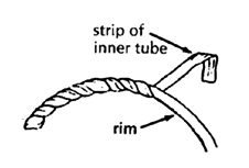 Long thin strip of car tire inner tube.