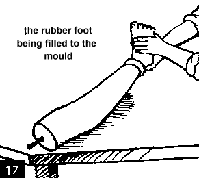 Figure 17. The rubber foot being fitted to the mould.