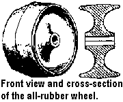 Front view and cross-section of the all-rubber wheel.