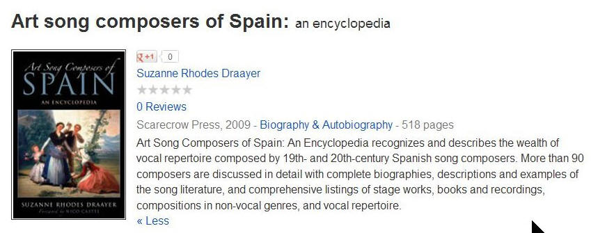 book cover: Art song composers in Spain