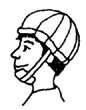 Head protection with headgear and chin padding.