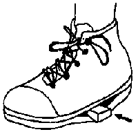 A deep horizontal cut in the sole of the shoe.